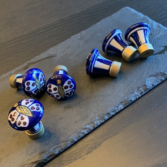 Porcelain and brass - handmade drawer pulls - 6 in total - Picture 7 of 7